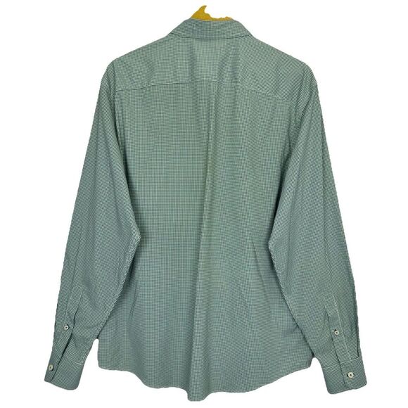 UNTUCKit Long Sleeve Button Down Nylon Shirt XL Checkered Green White Preppy - Picture 3 of 8